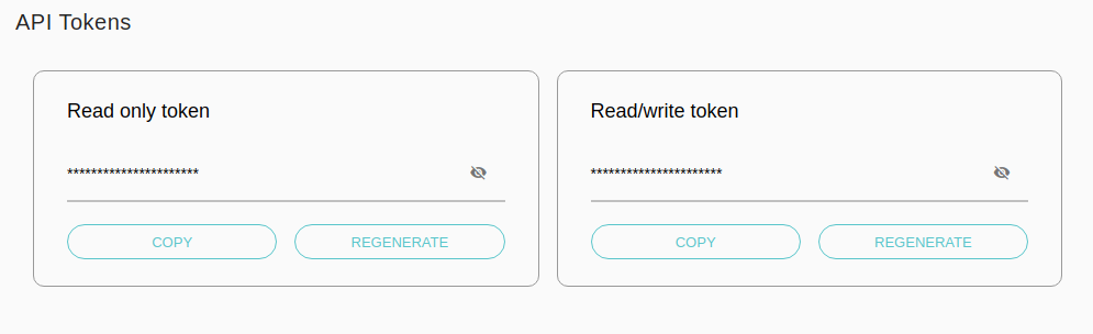 API Token Screen