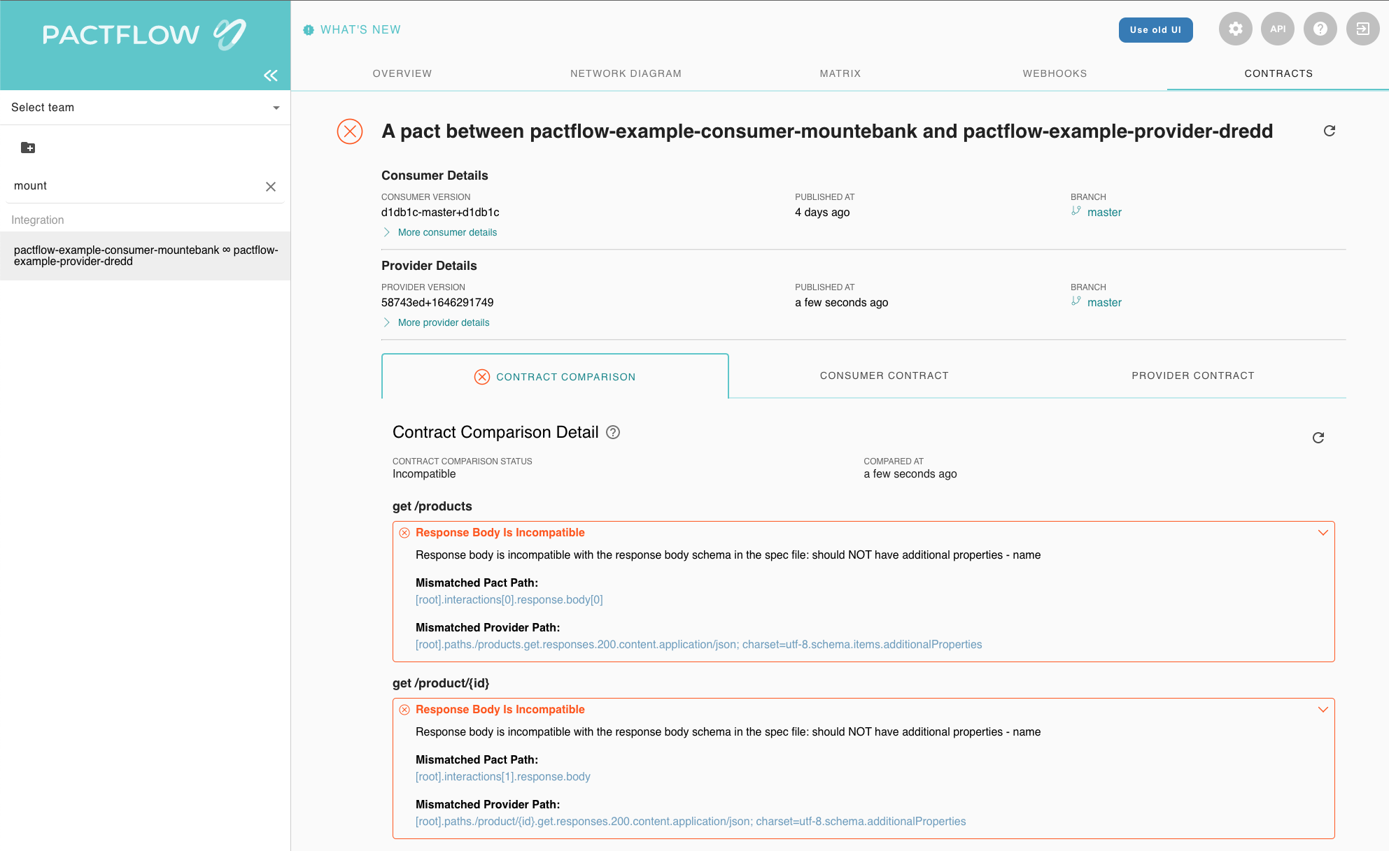 pactflow dashboard - completed