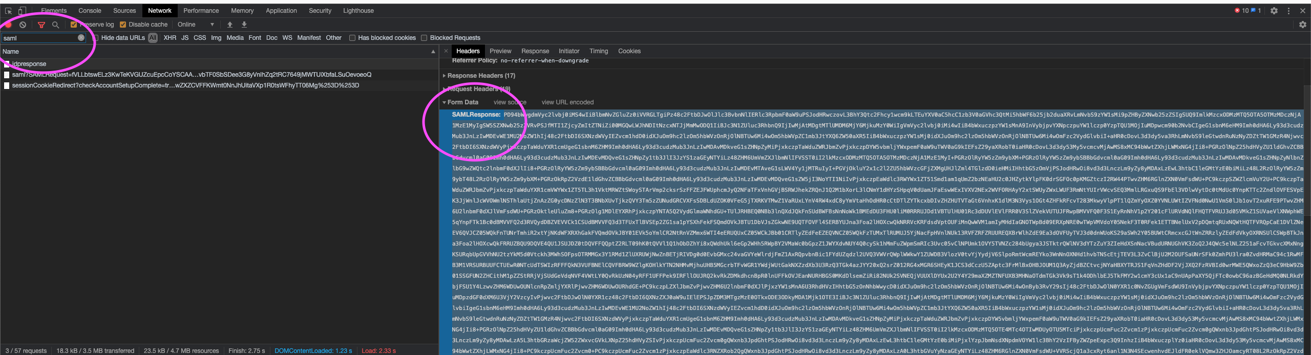 SAML debugging